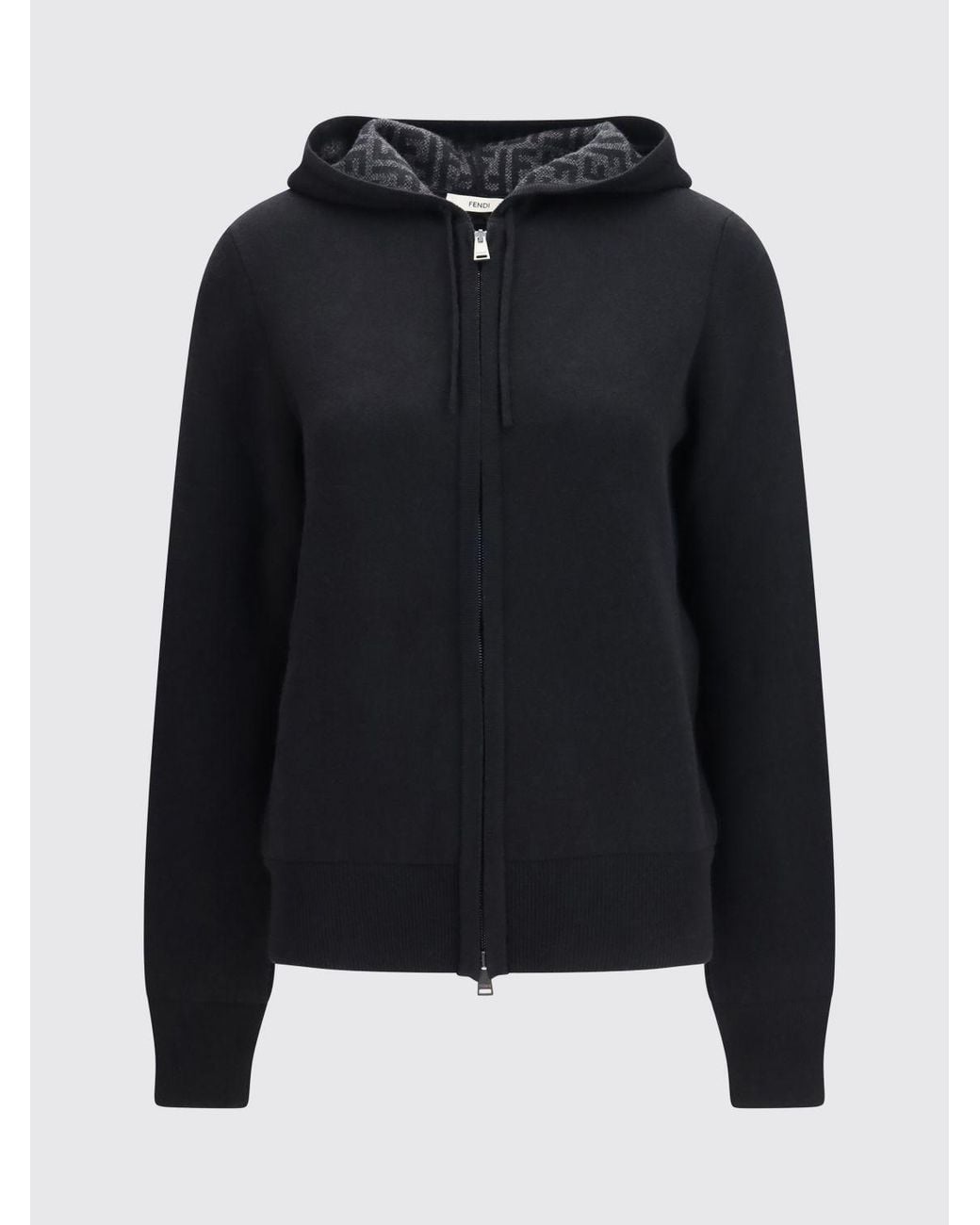 Fendi Blue Slim Fit Kaschmir-Hoodie Mit Reißverschluss Und Ff-Monogramm