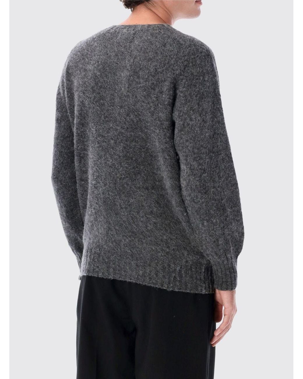 Howlin' By Morrison Gray Crewneck Wool Blend Jumper With Ribbed Trims for men