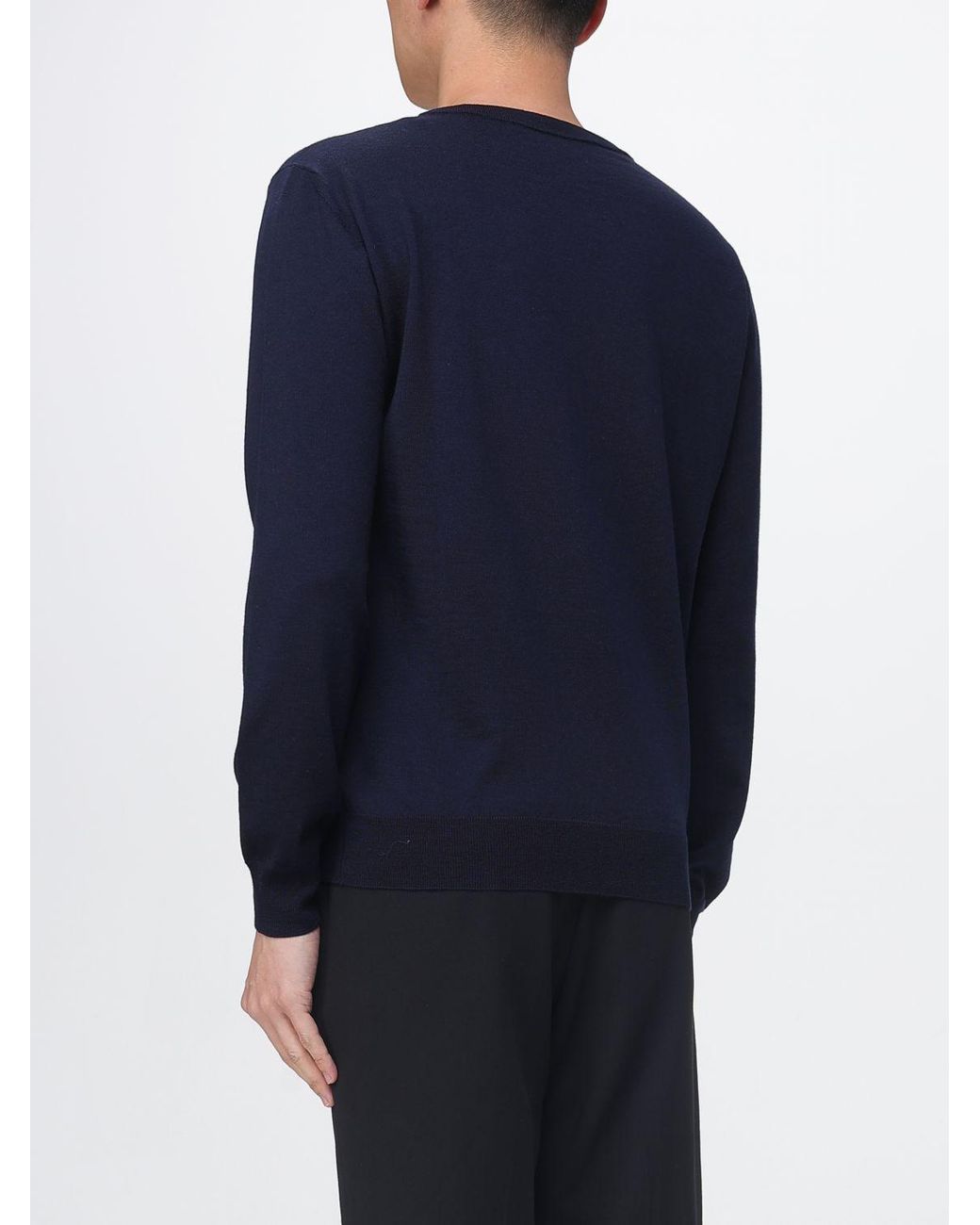 Valentino Blue Wool Crew Neck Sweater With Logo for men
