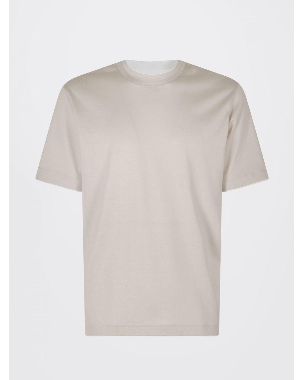 Eleventy Gray Cotton Crew-Neck T-Shirt With Contrast Trims for men