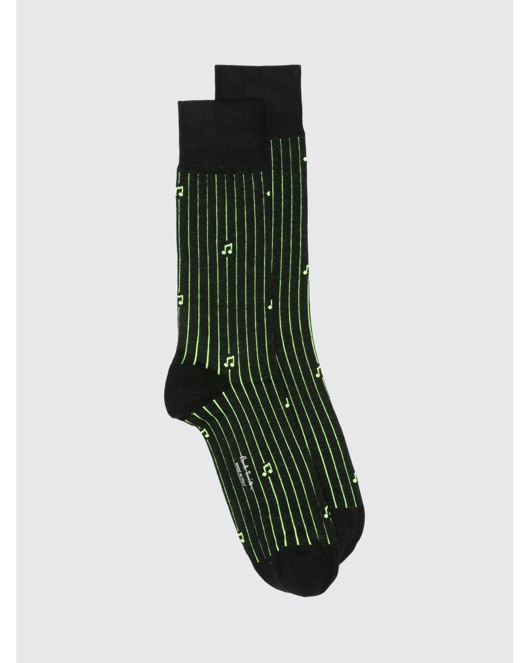 Paul Smith Green Calf-High Striped Socks With Graphic Print for men