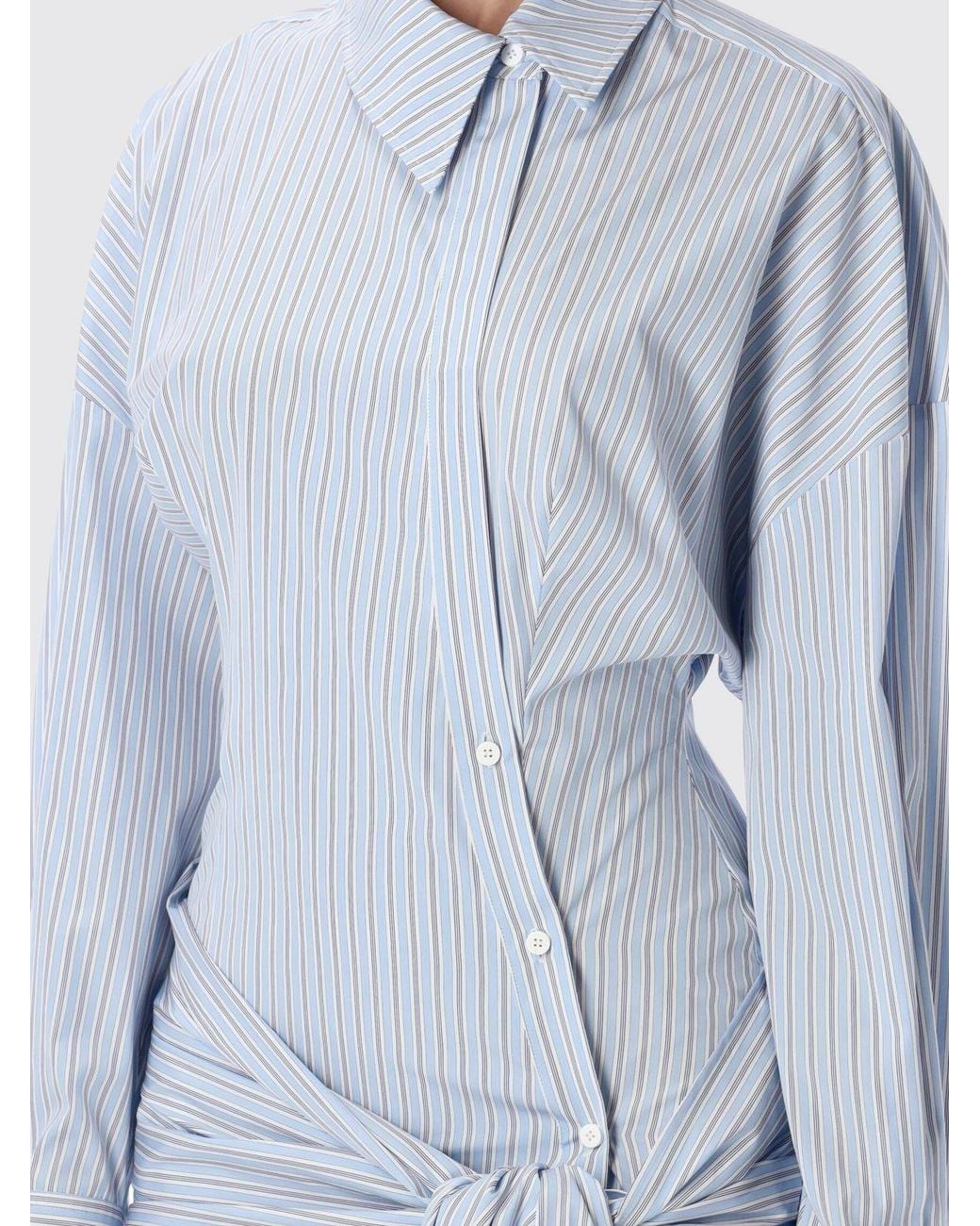 The Attico Blue Striped Cotton Chemisier Dress