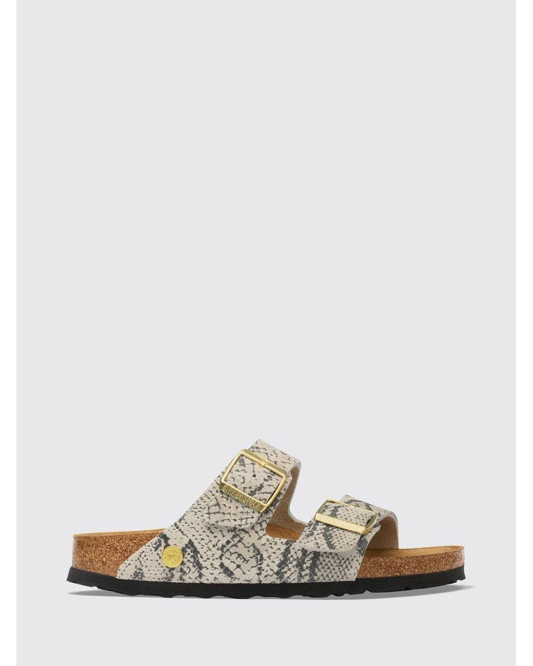 Birkenstock White Arizona Python Print Suede Sandals With Buckles