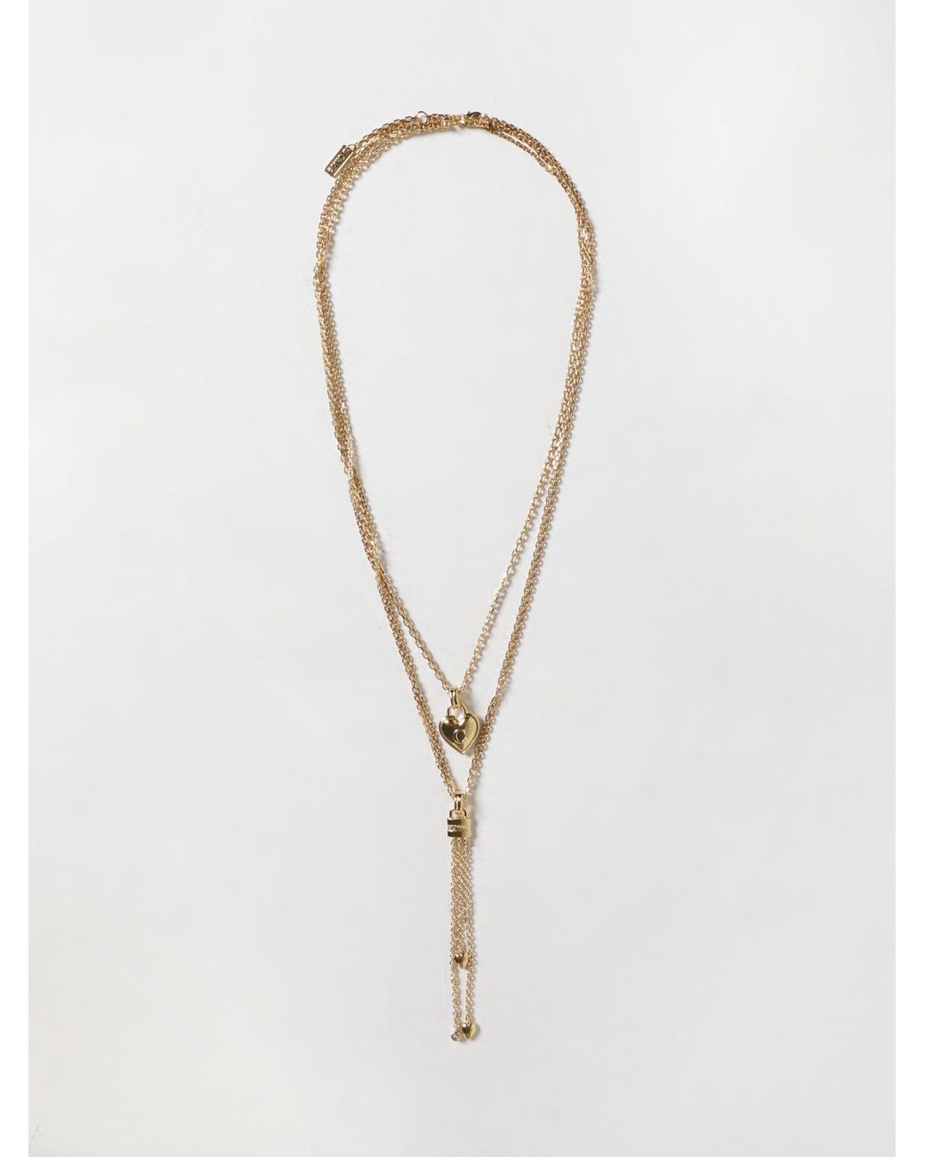 Chloé White ChloÉ Multi-Strand-Finish Brass Necklace With Heart Pendant