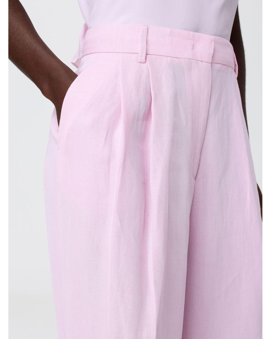 Fabiana Filippi Pink Linen Blend Wide Leg Trousers