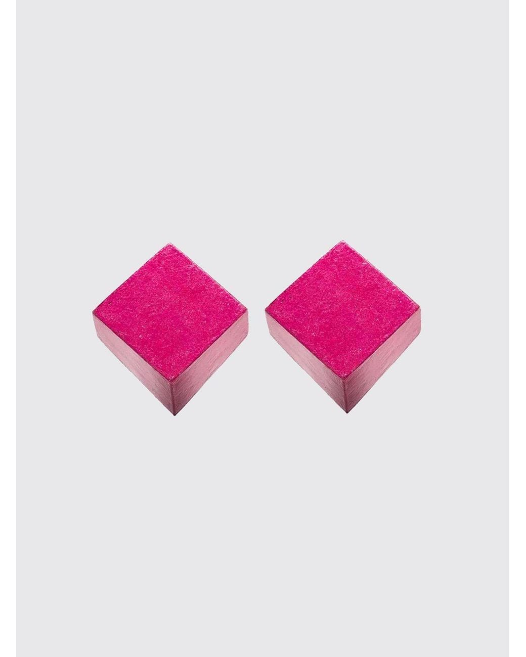 Monies Pink Diamond-Shaped Acacia Wood And Clip-On Earrings