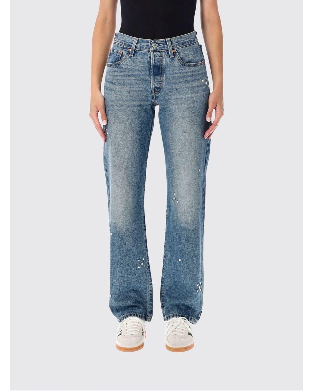 Levi's Blue 501 Mid-Rise Straight-Leg Jeans