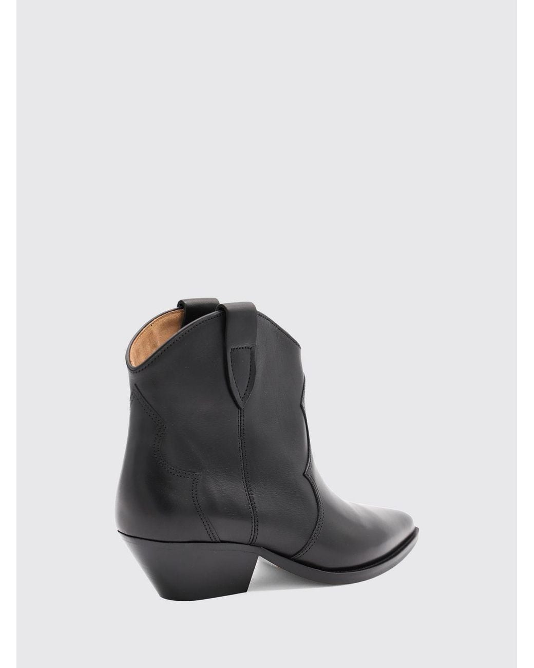 Isabel Marant Black Smooth Leather Cowboy Ankle Boots With Flared Heel