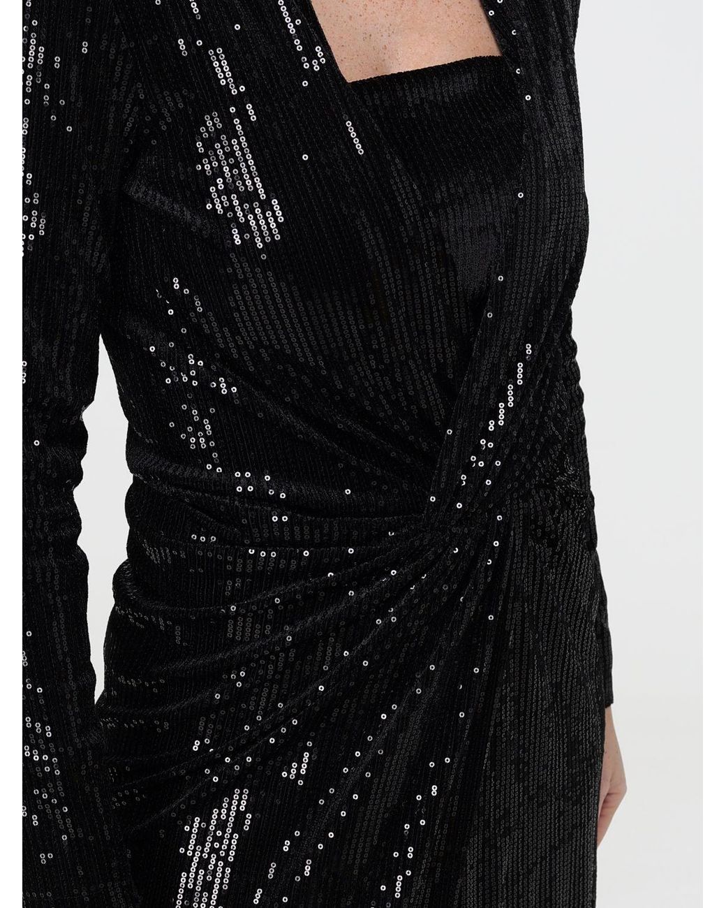 SIMONA CORSELLINI Black V-Neck Sequin-Embellished Sheath Mini Dress