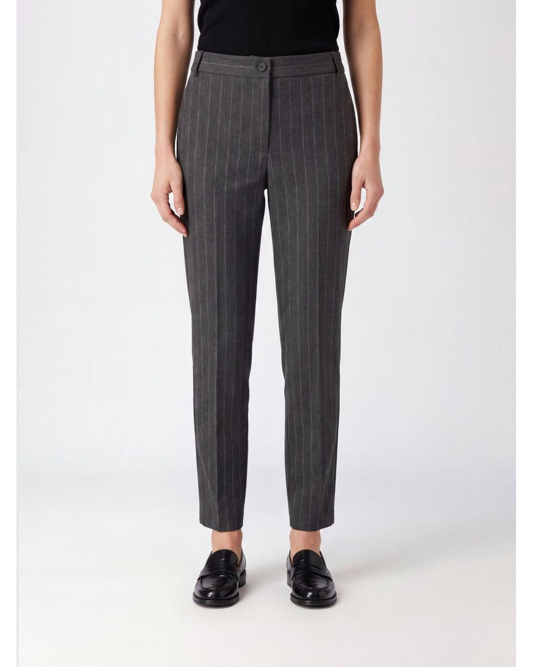 Pinko Black Pinstriped Slim Fit Chino Trousers