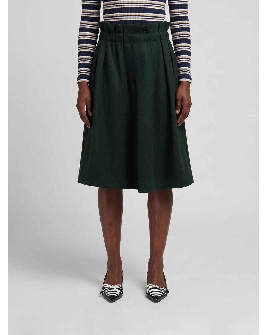 Marni Black A-Line Polyester Midi Skirt With Rear Zip Closure