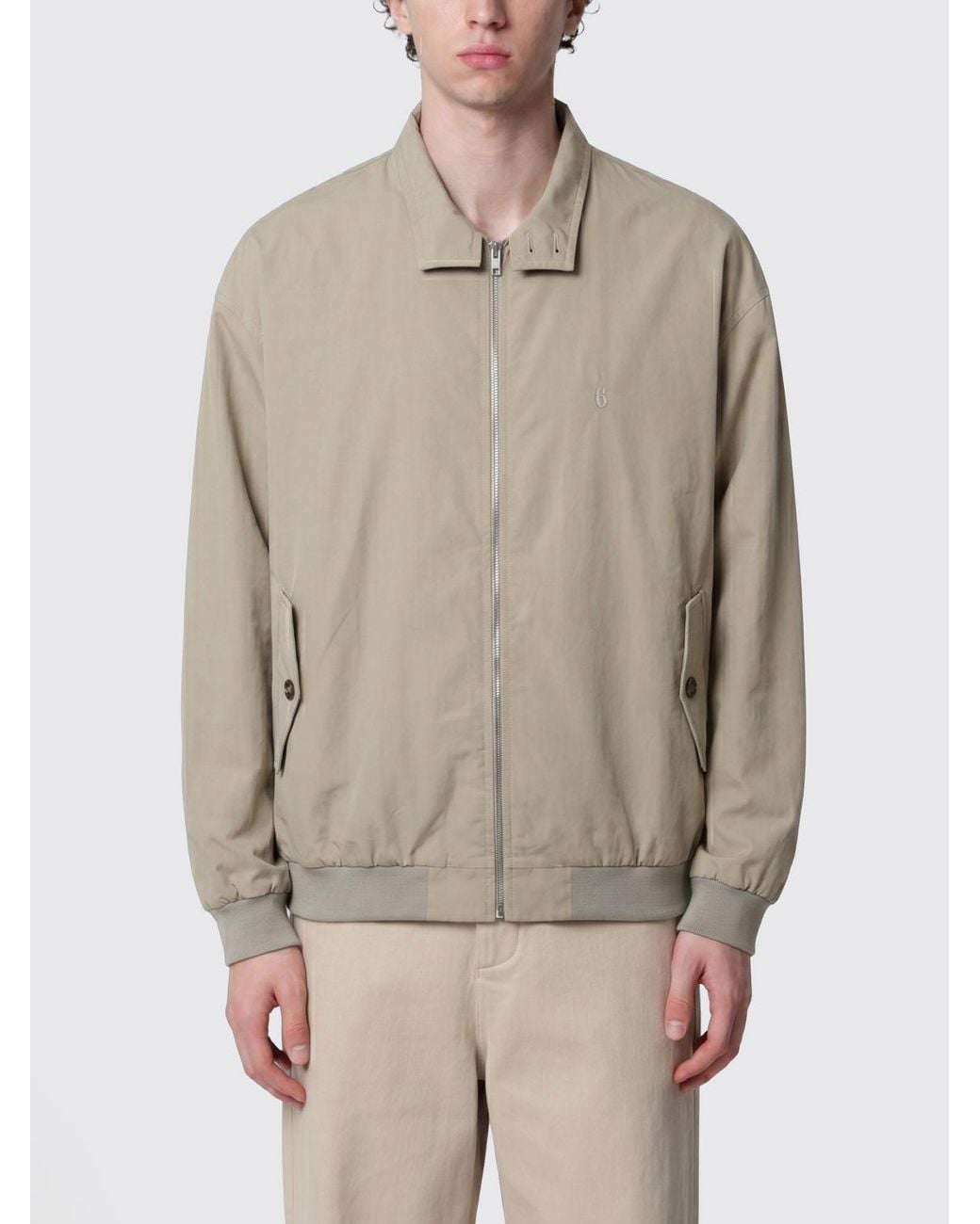 MM6 by Maison Margiela Natural Cutaway Collar Cotton Bomber Jacket for men