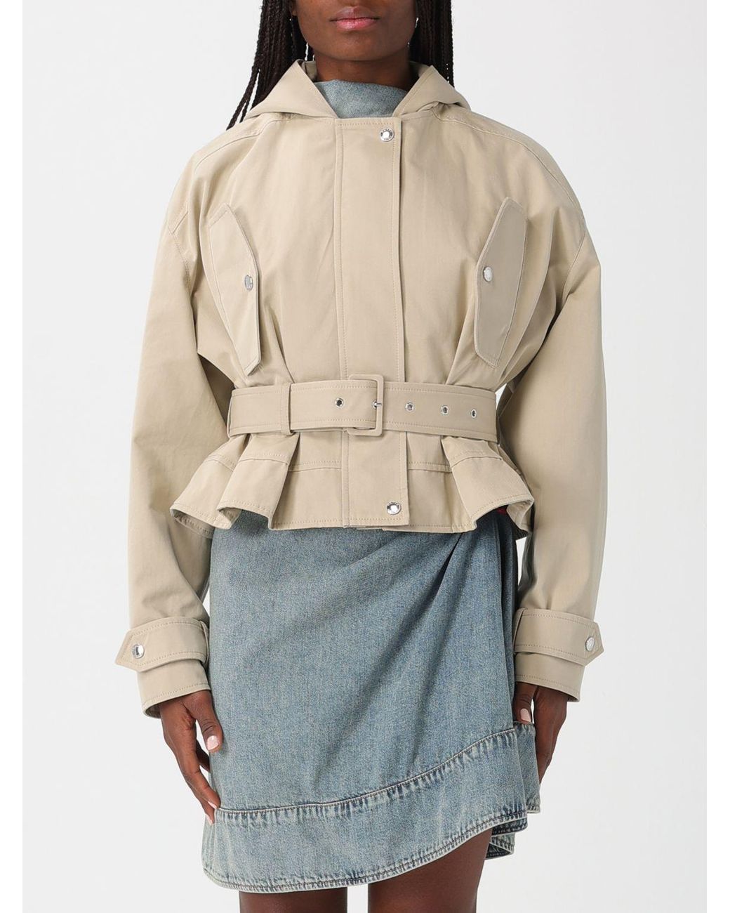McQueen Blue Cropped Hooded Jacket