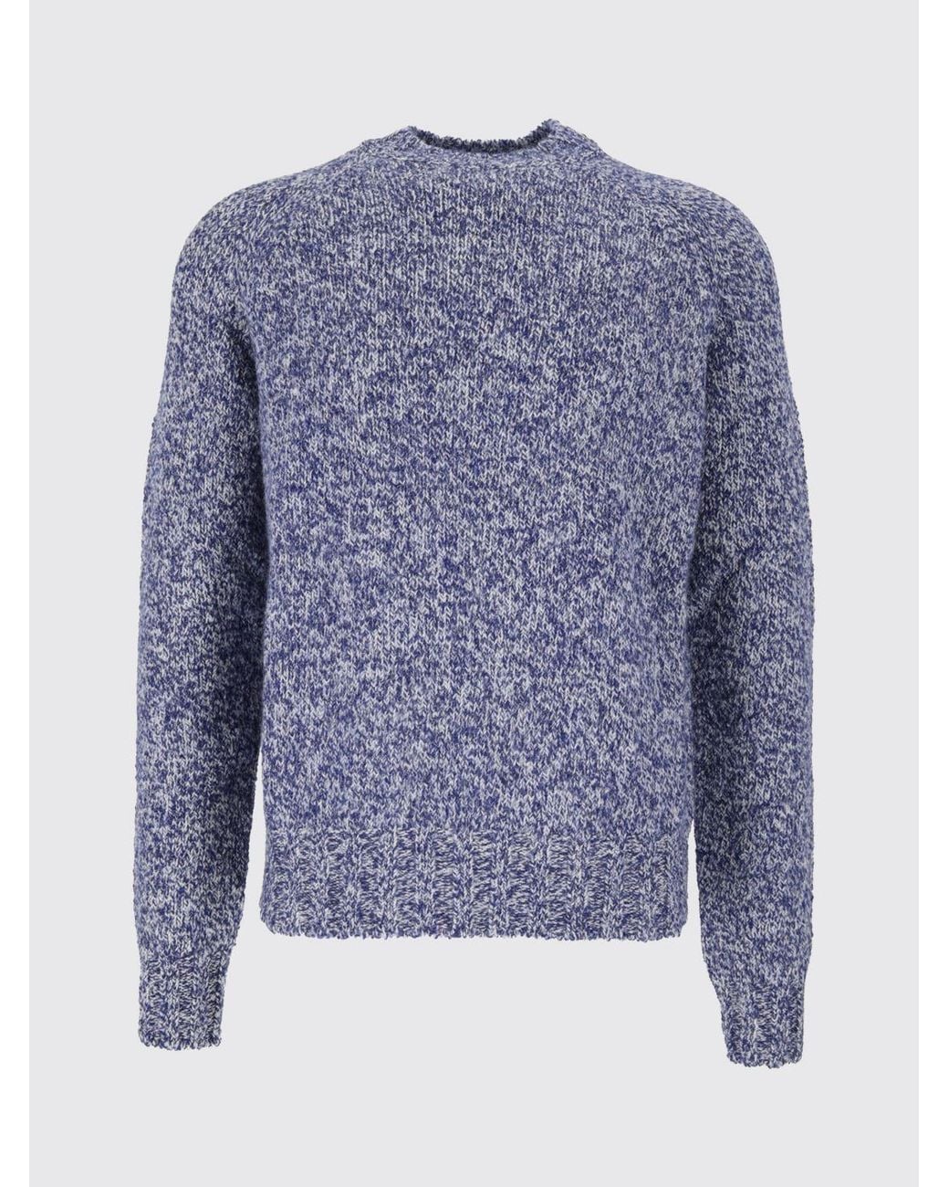 Ballantyne Blue Abstract-Pattern Wool And Alpaca-Blend Crewneck Sweater for men