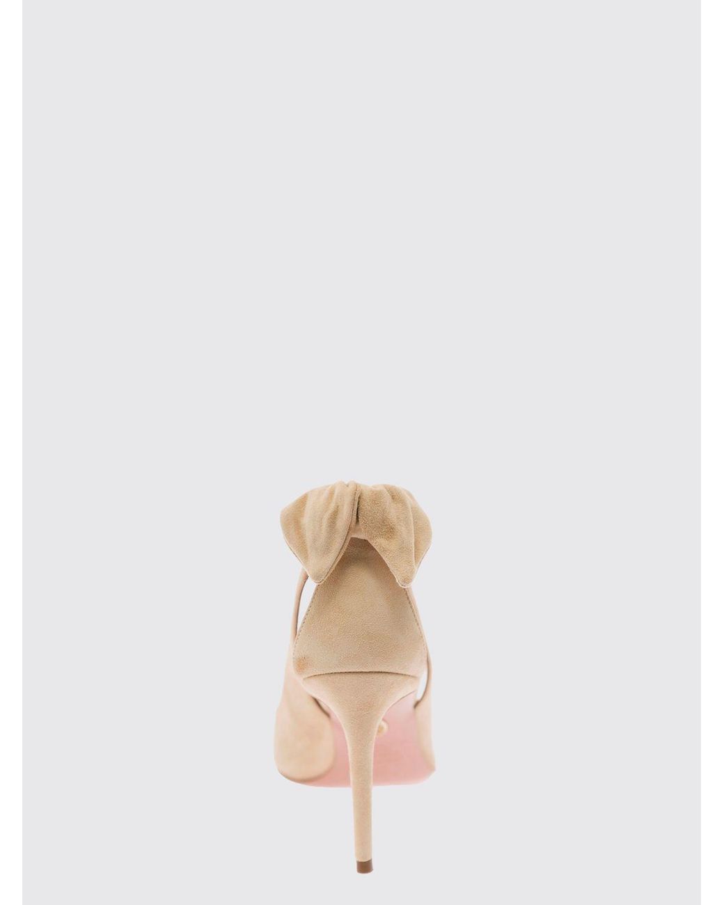 Aquazzura Natural Bow Tie Suede Pumps With Stiletto Heel And Knot Detail