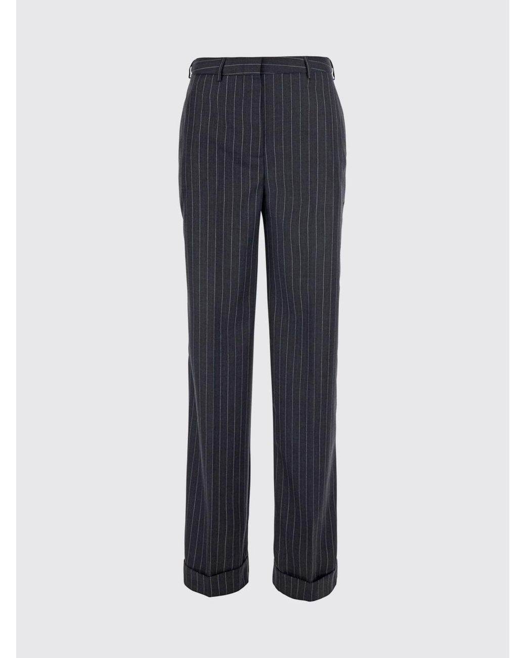 Semicouture Black High-Waisted Striped Wool-Blend Skinny Trousers