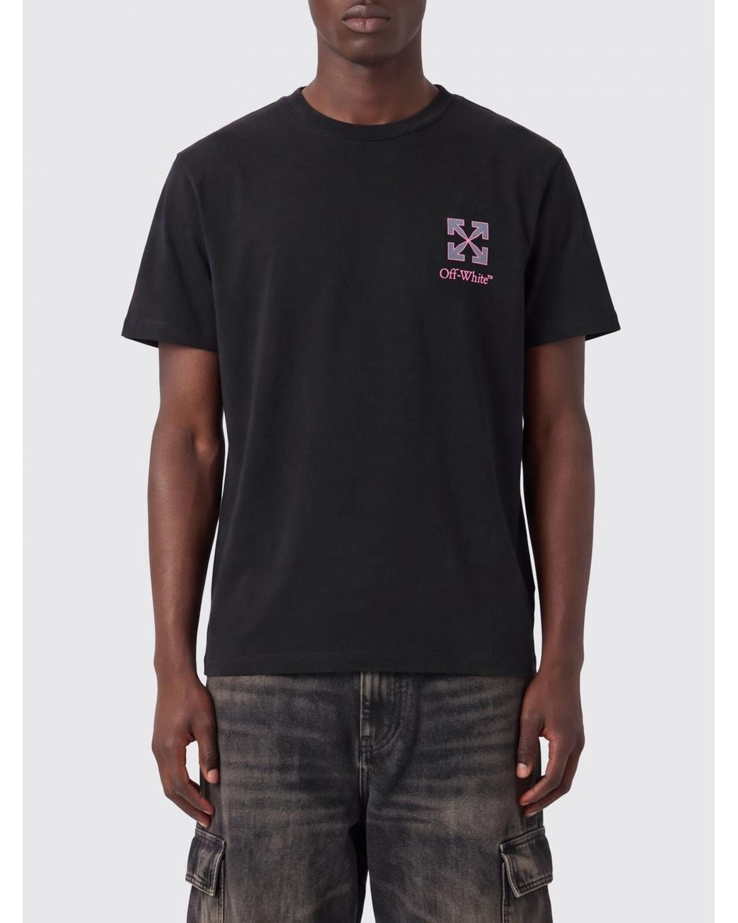 Off-White c/o Virgil Abloh Black Cotton T-Shirt With Contrasting Arrow Logo Print for men