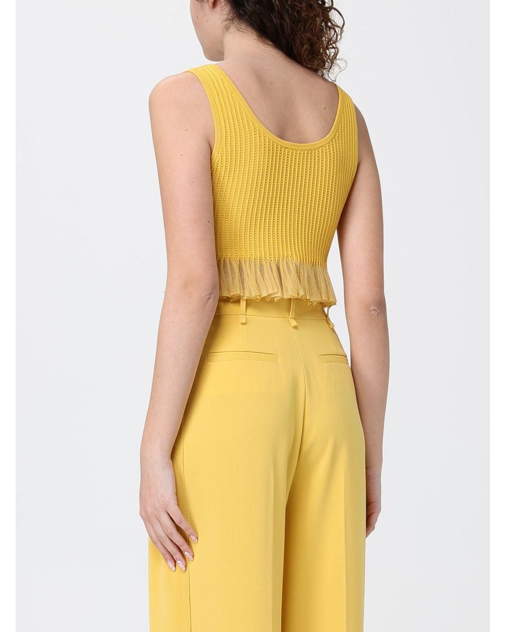 Elisabetta Franchi Yellow Knitted Cropped Top