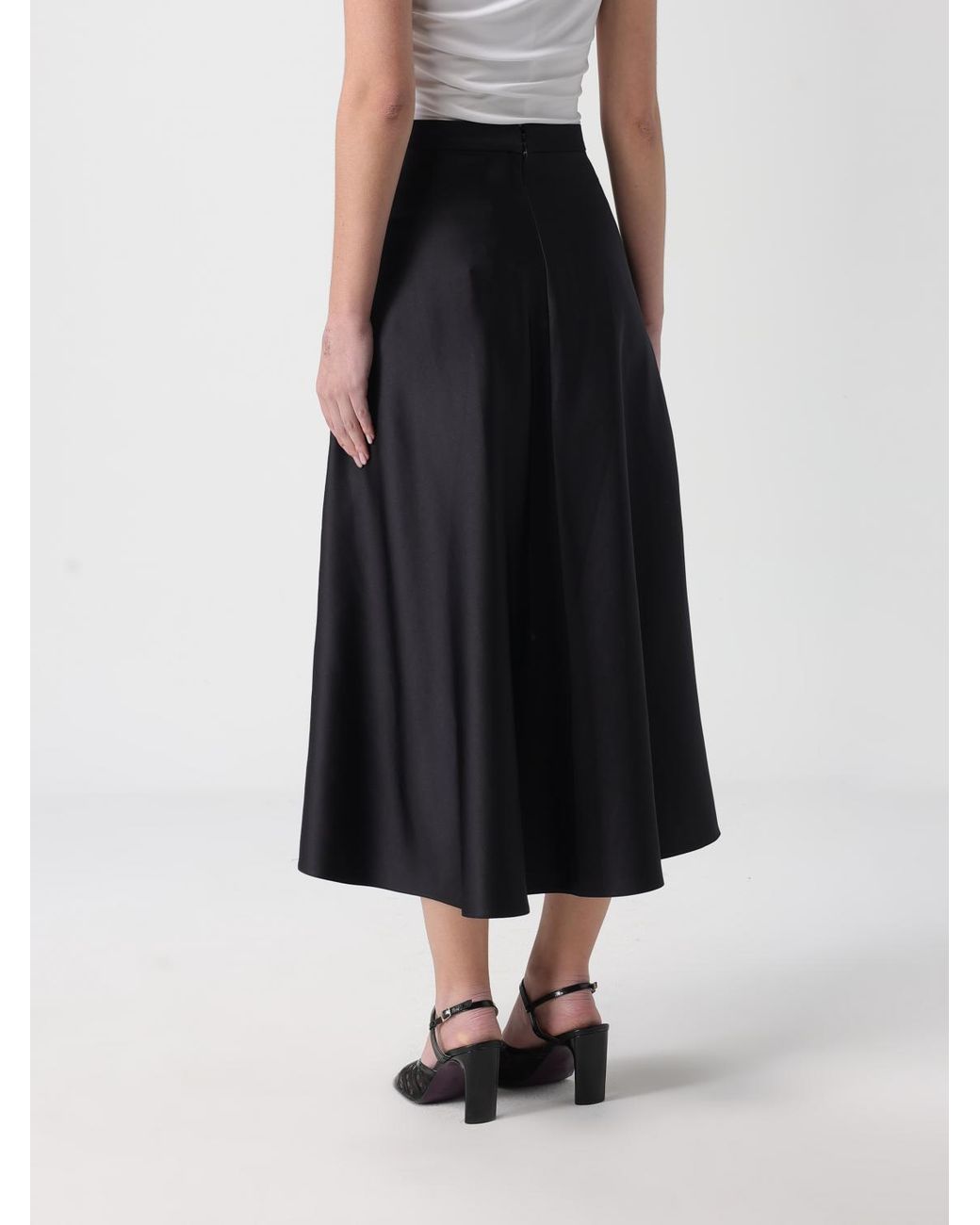 Elisabetta Franchi Black Satin Skirt