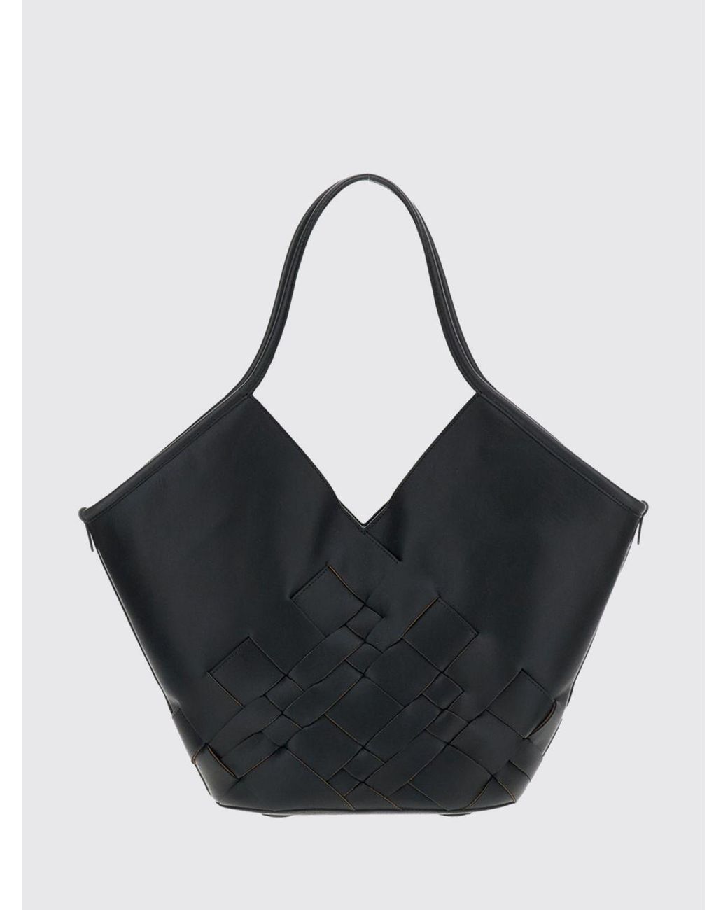 Hereu Black Calella Woven Leather Tote Bag With Removable Pouch
