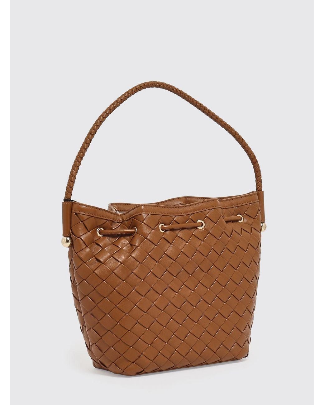 Twinset Brown Woven Synthetic Leather Bucket Bag