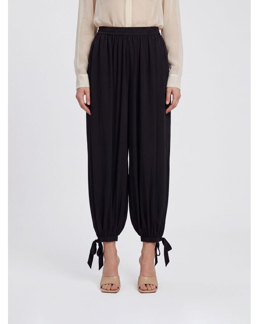 Chloé Blue ChloÉ High-Waisted Wide Leg Silk Harem Trousers