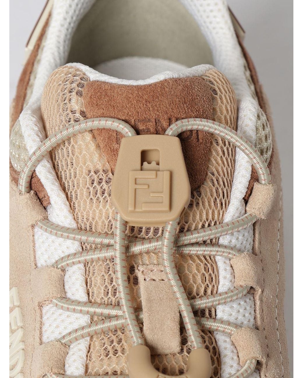 Fendi Natural Flow Suede And Mesh Sneakers