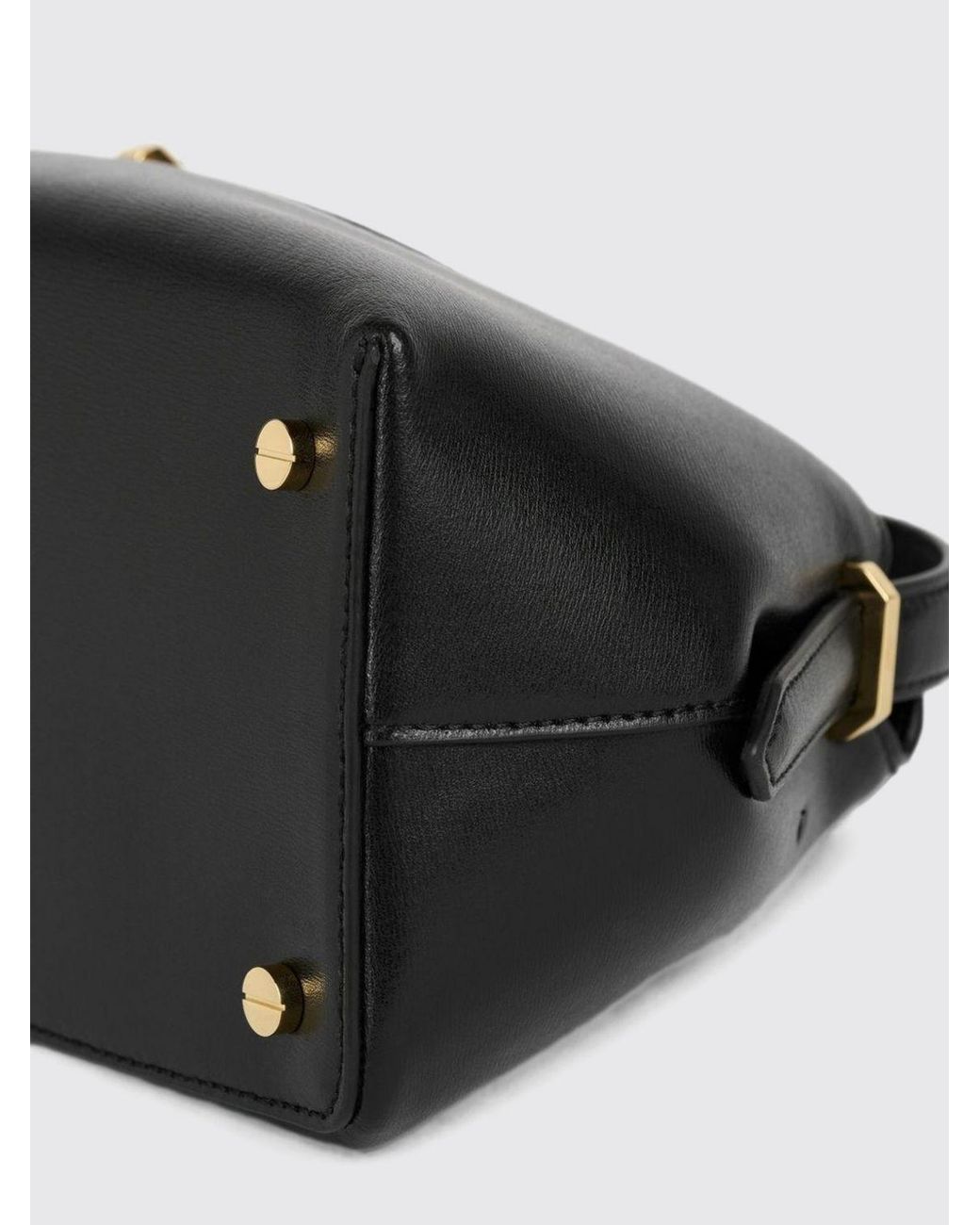 Totême  Black T-Lock Grained Leather Shoulder Bag With Monogram Closure