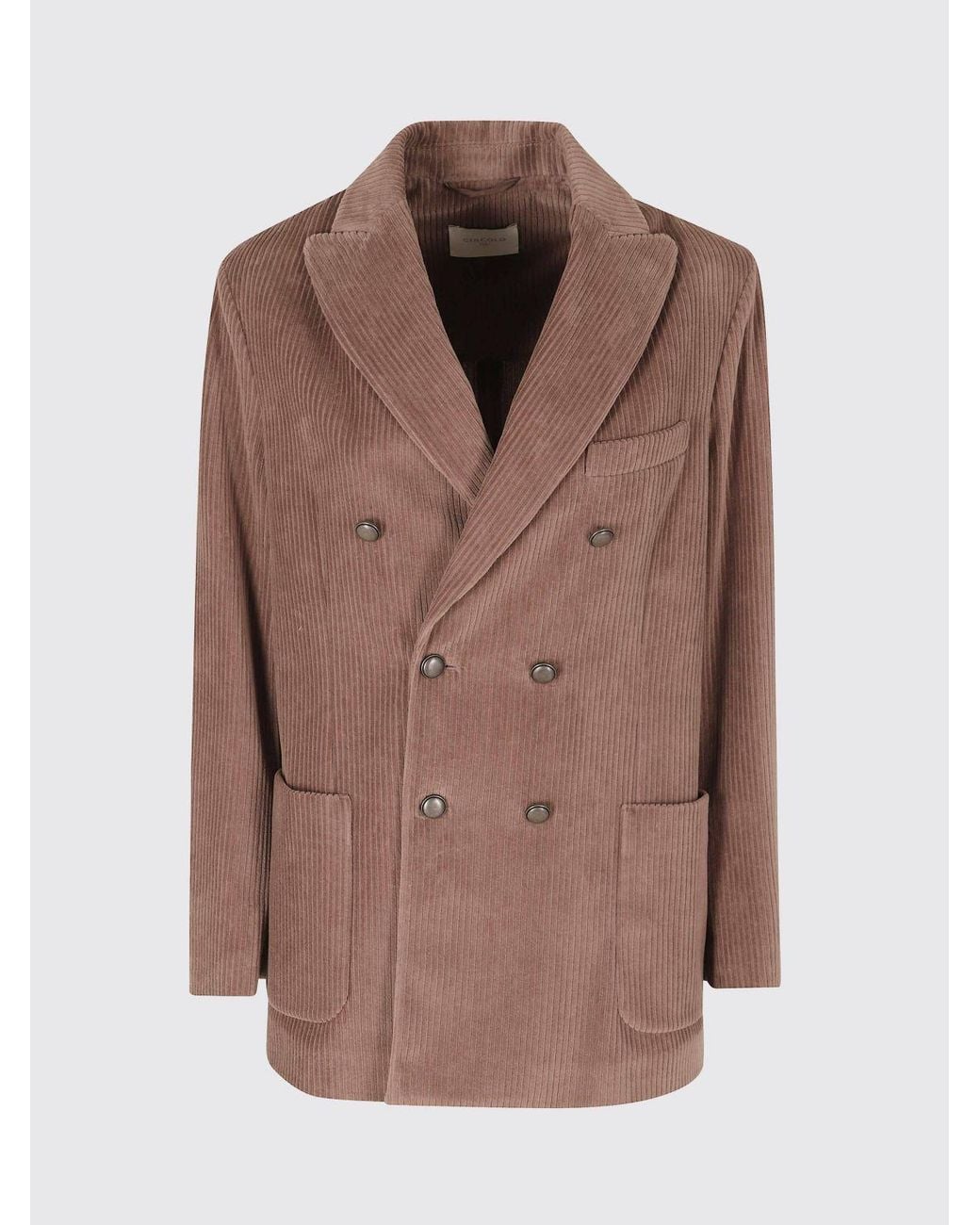 Circolo 1901 Brown Double-Breasted Velvet Blazer With Peak Lapels