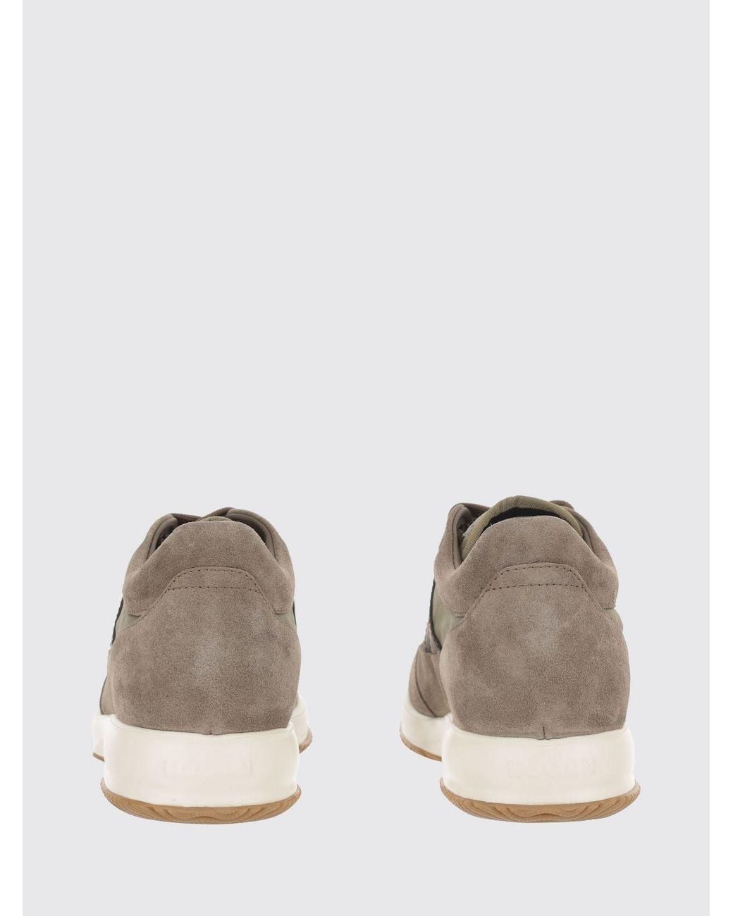 Hogan Natural H580 Suede And Mesh Sneakers With Side H Logo for men