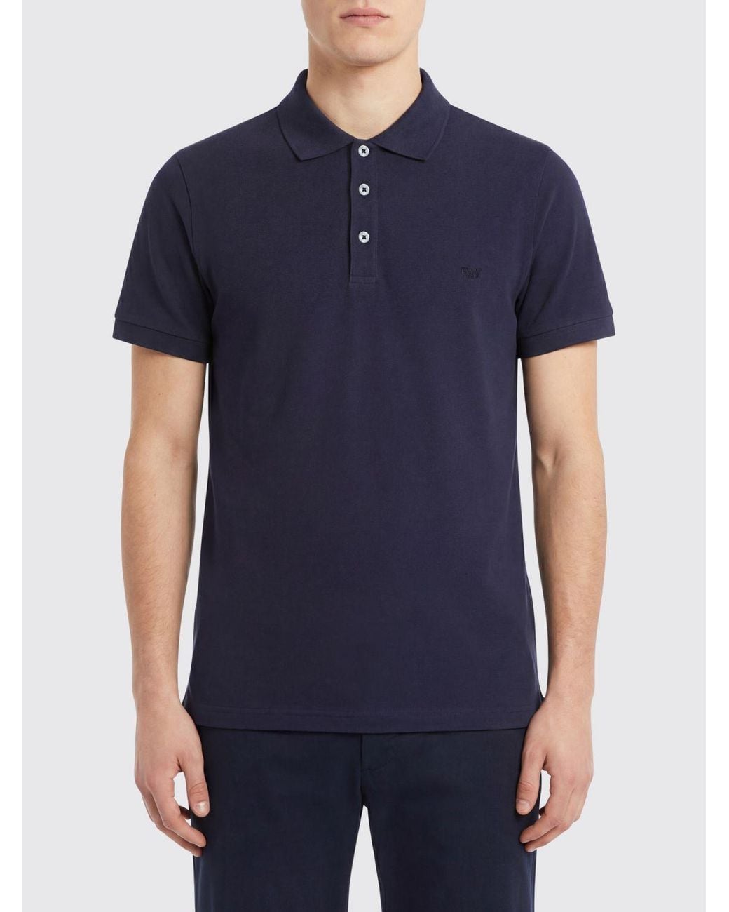 Fay Blue Cotton Polo Shirt for men