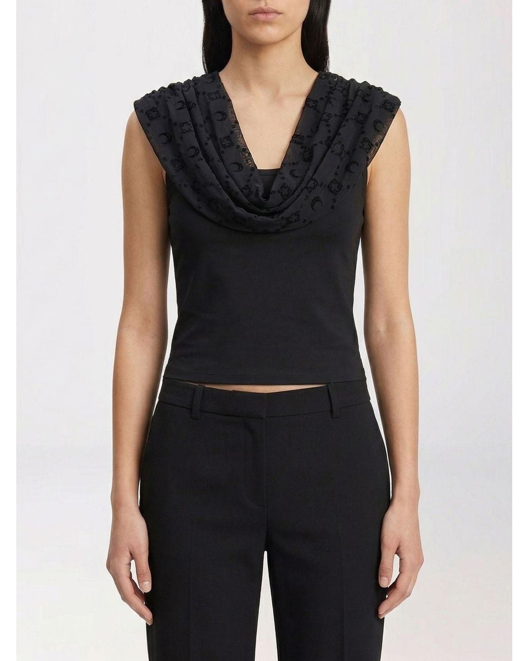 MARINE SERRE Black Viscose Blend Top