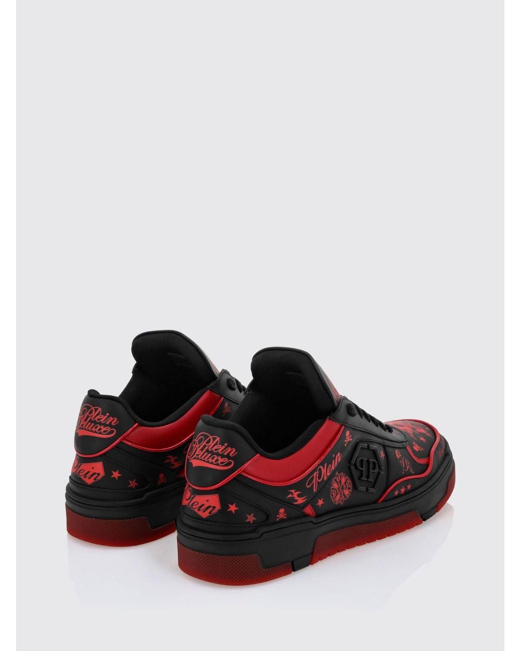 Philipp Plein White Low-Top Smooth Leather Sneakers With Graphic Logo Print for men