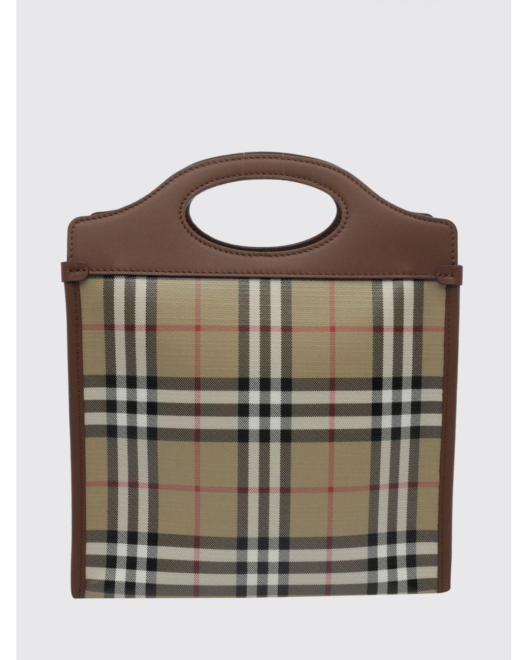 Burberry Brown Pocket Mini Vintage Check Canvas And Leather Tote Bag