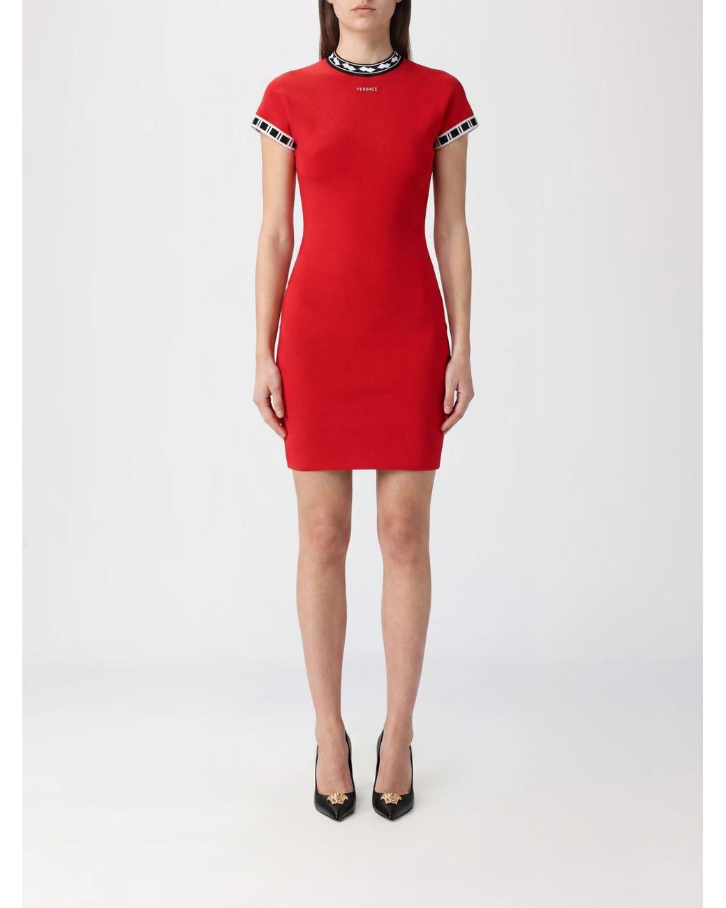Versace Red Slim Fit Sheath Mini Dress