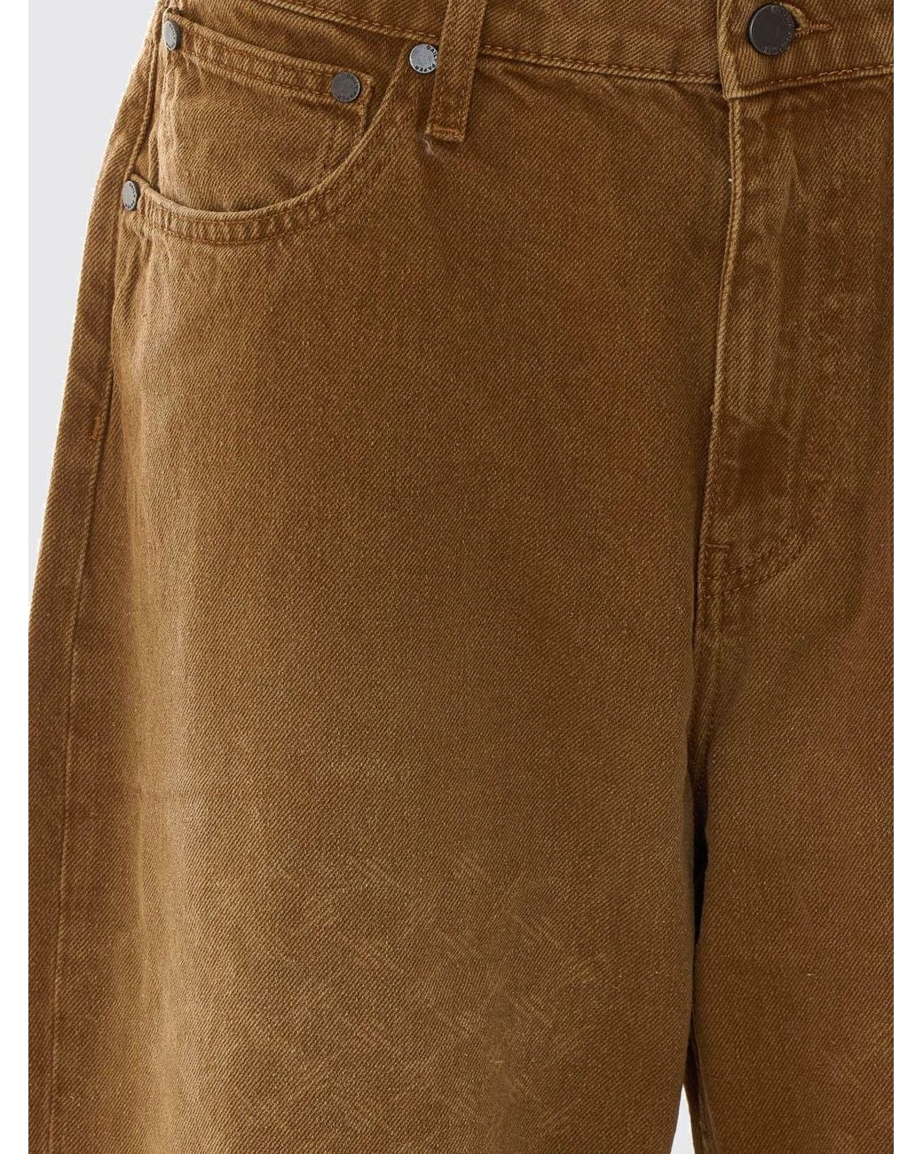Daily Paper Brown Wide Leg Cotton Denim Jeans With A Worn Effect And Five-Pocket Design for men