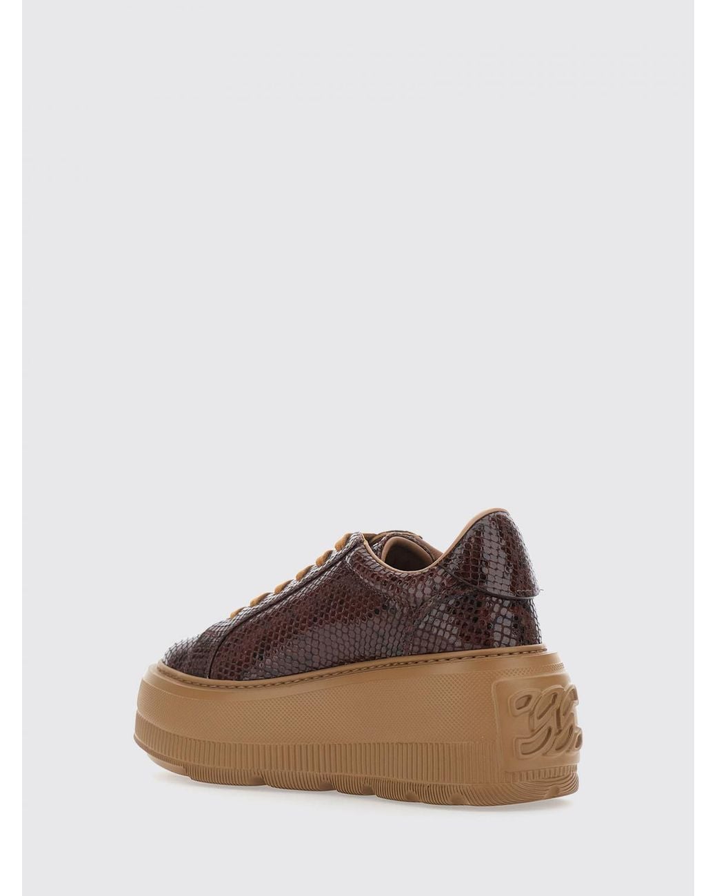 Casadei Brown Nexus Python Print Leather Platform Sneakers