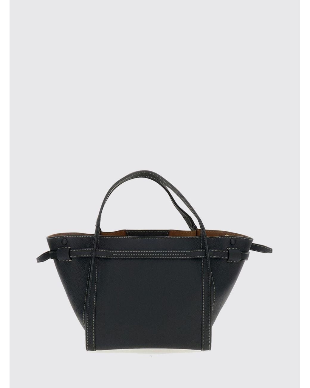 Tod's Black T Signature Grained Leather Handbag With T Timeless Logo