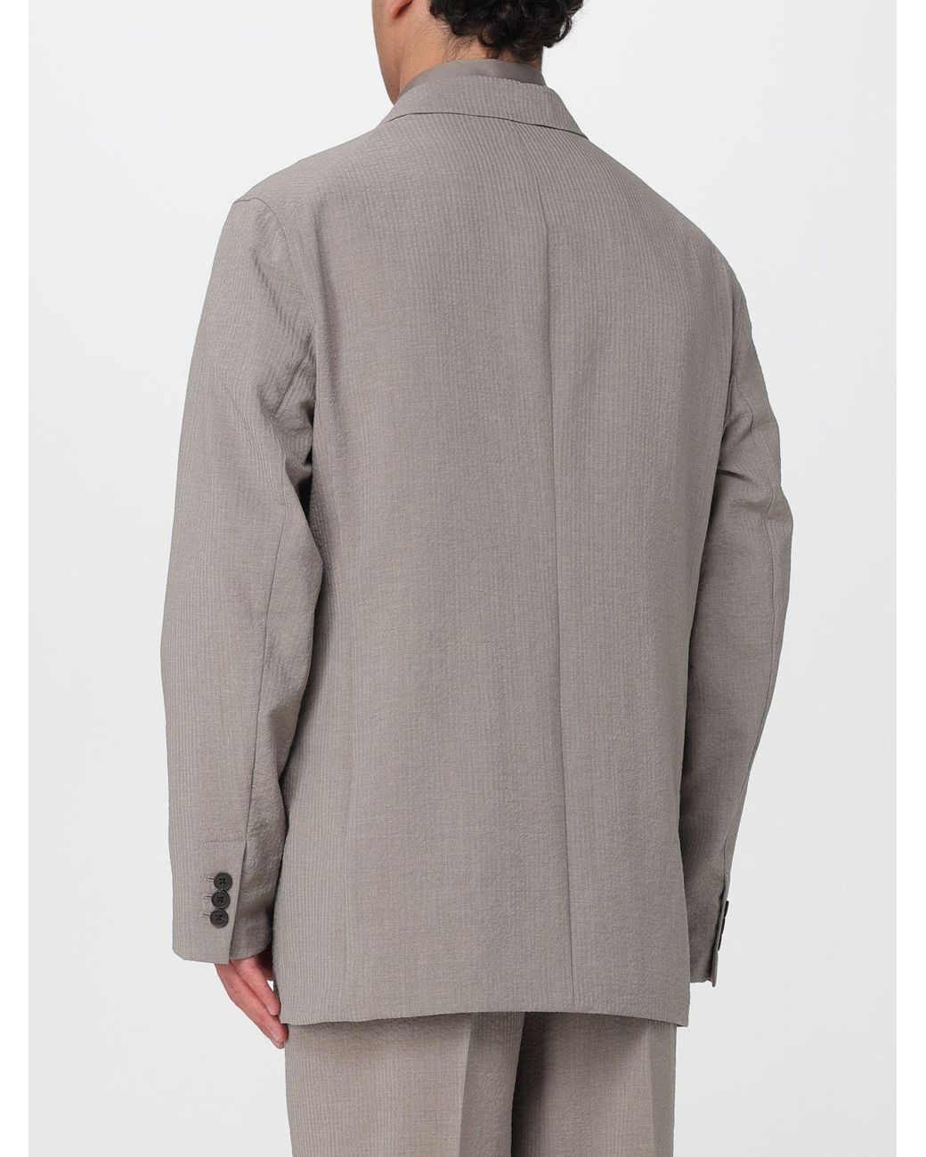 Emporio Armani Gray Single-Breasted Polyester Blazer for men