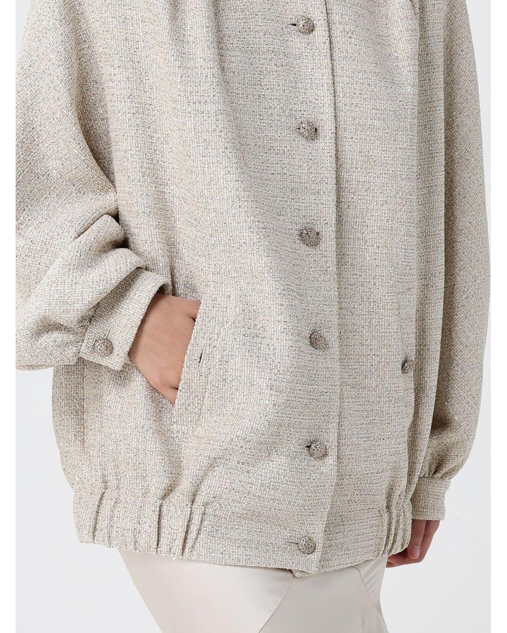 Alessandra Rich White Cotton Blend Bomber Jacket