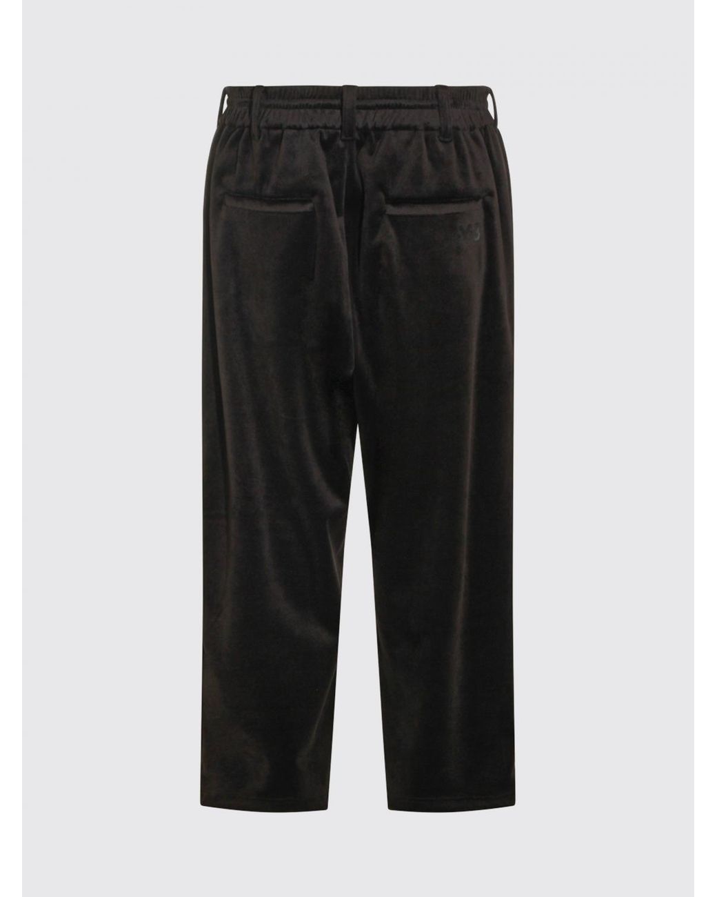 Y-3 Black Velvet Trousers With Drawstring Waist And Side Pockets for men