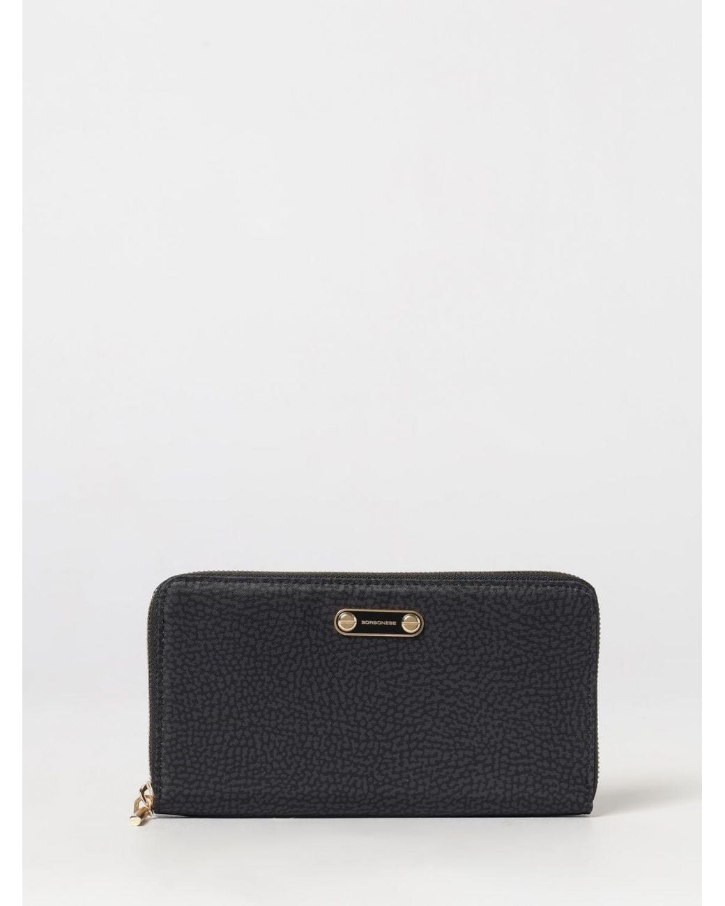 Borbonese Black Continental Polka Dot Recycled Nylon Zip-Around Wallet