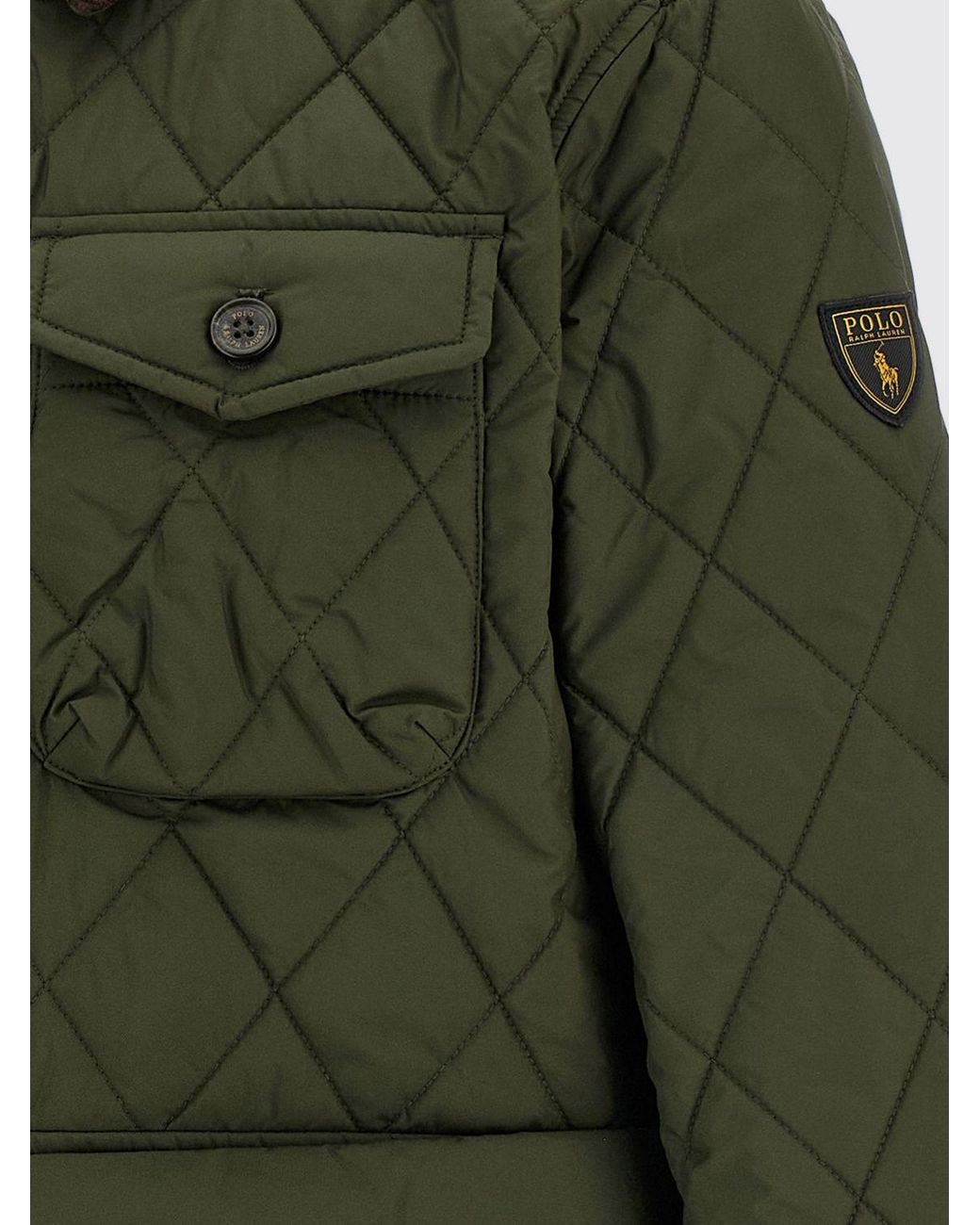 Polo Ralph Lauren Green Quilted Nylon Jacket With Corduroy Collar for men
