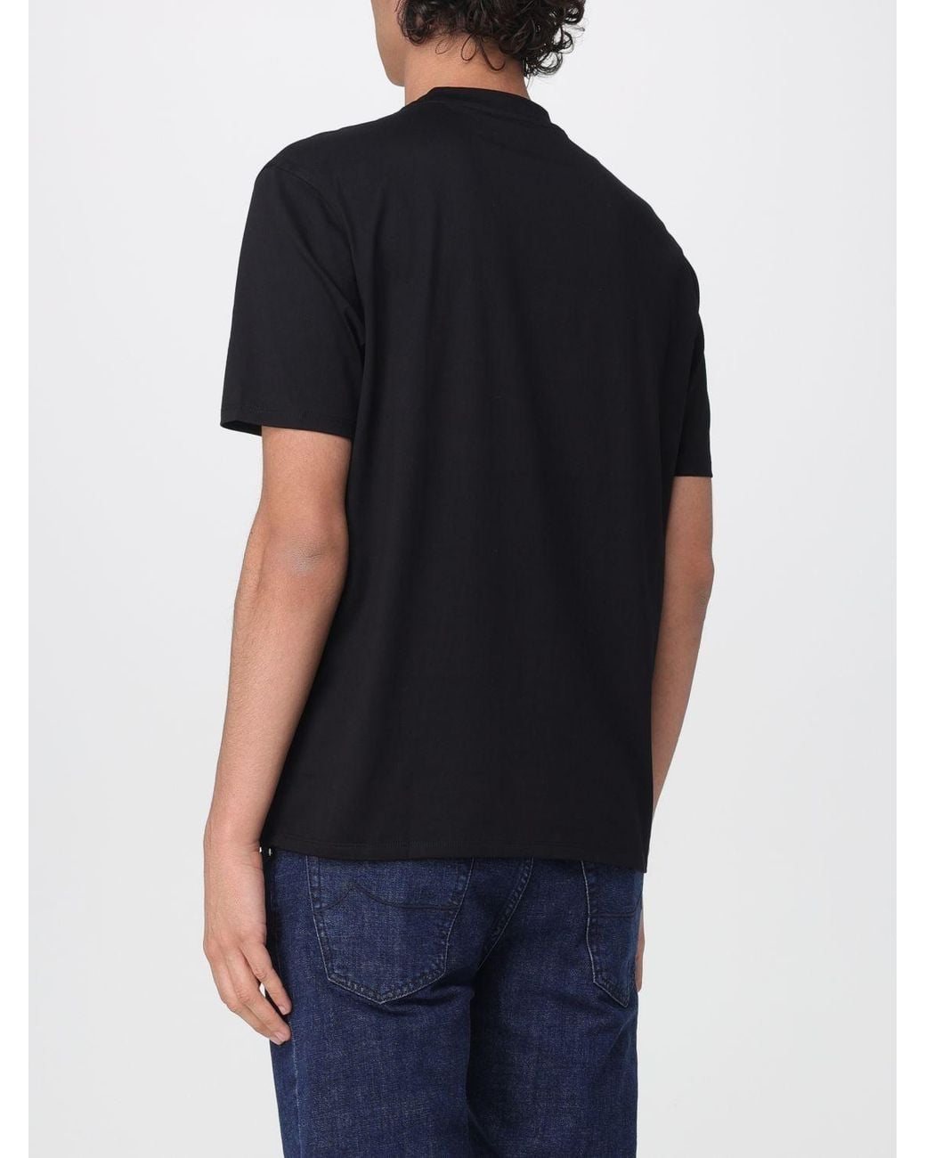 Emporio Armani Black Logo Cotton T-Shirt for men