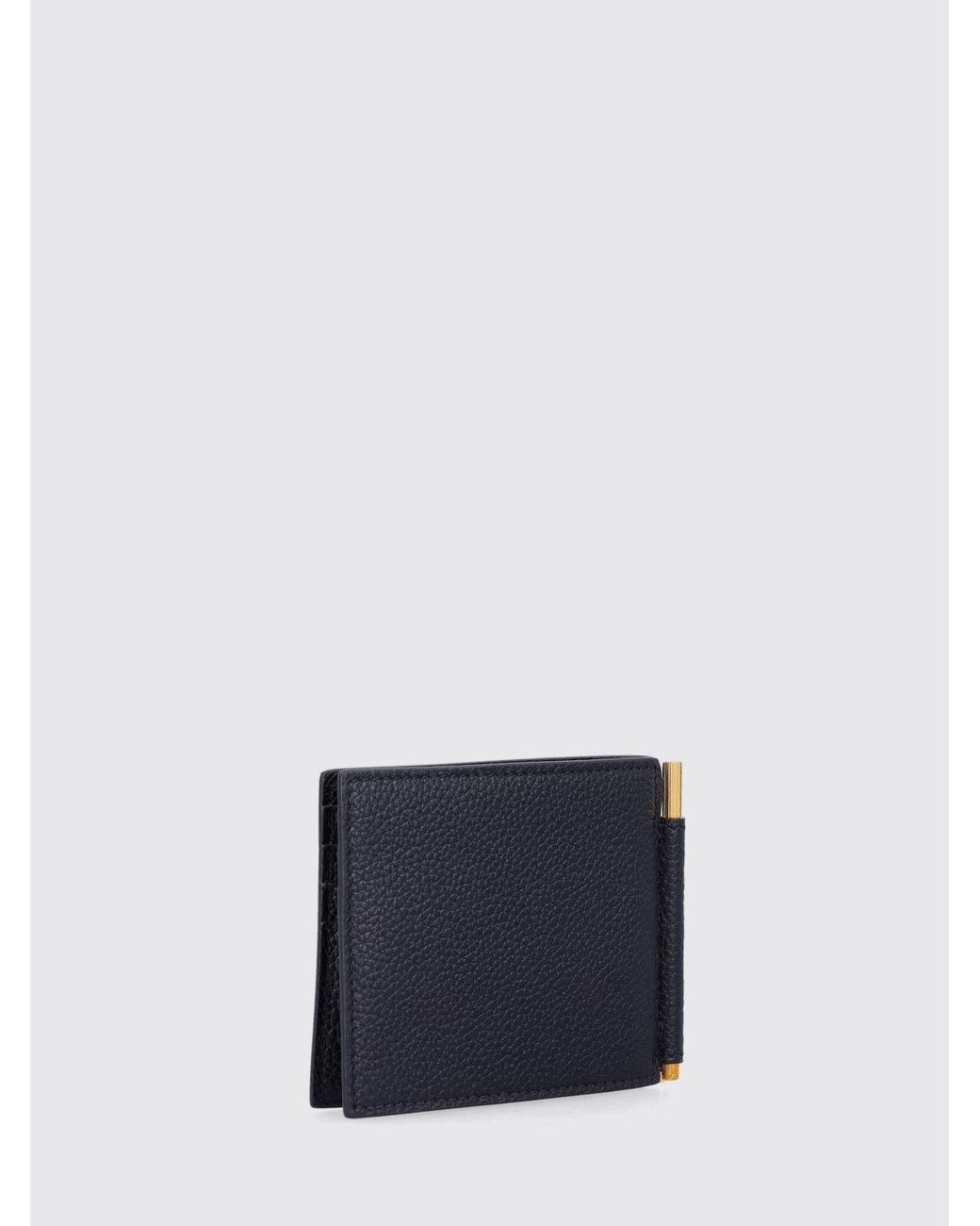Tom Ford Blue Grained Calfskin Wallet With Money Clip for men