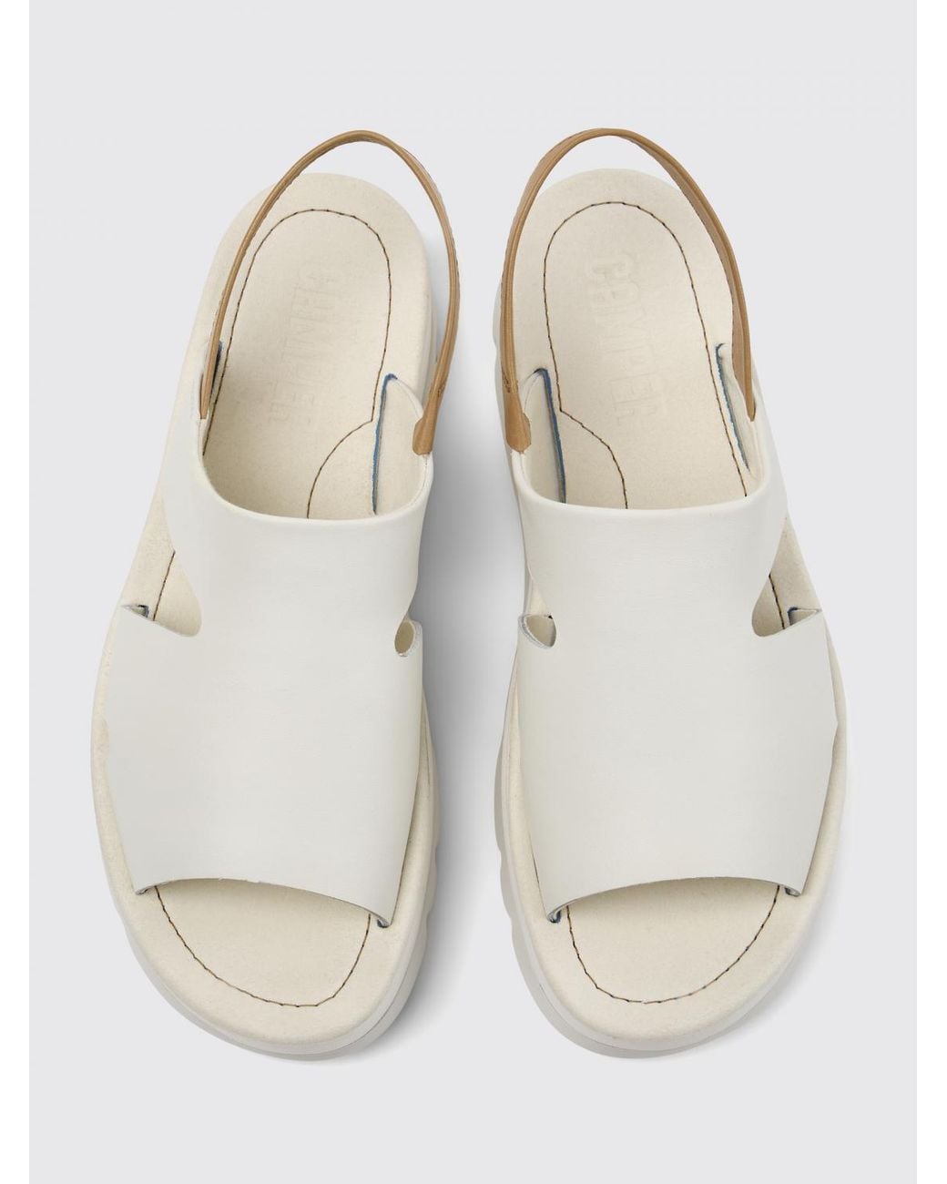 Camper White Beet Platform Sandal Leather