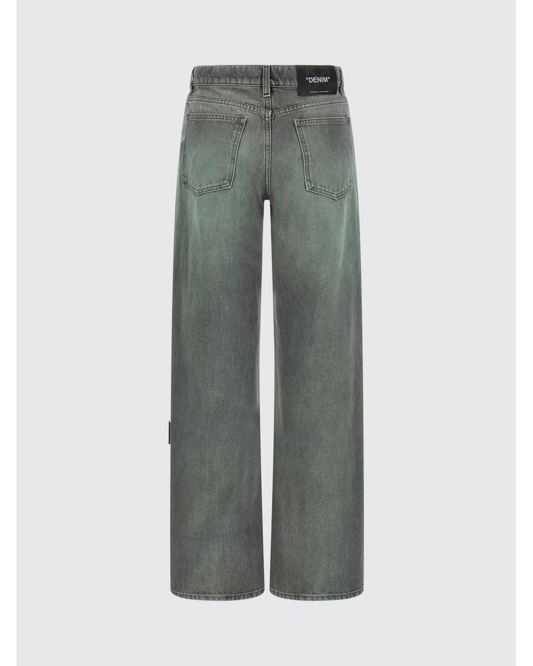 Off-White c/o Virgil Abloh Green Straight Cotton Denim Jeans