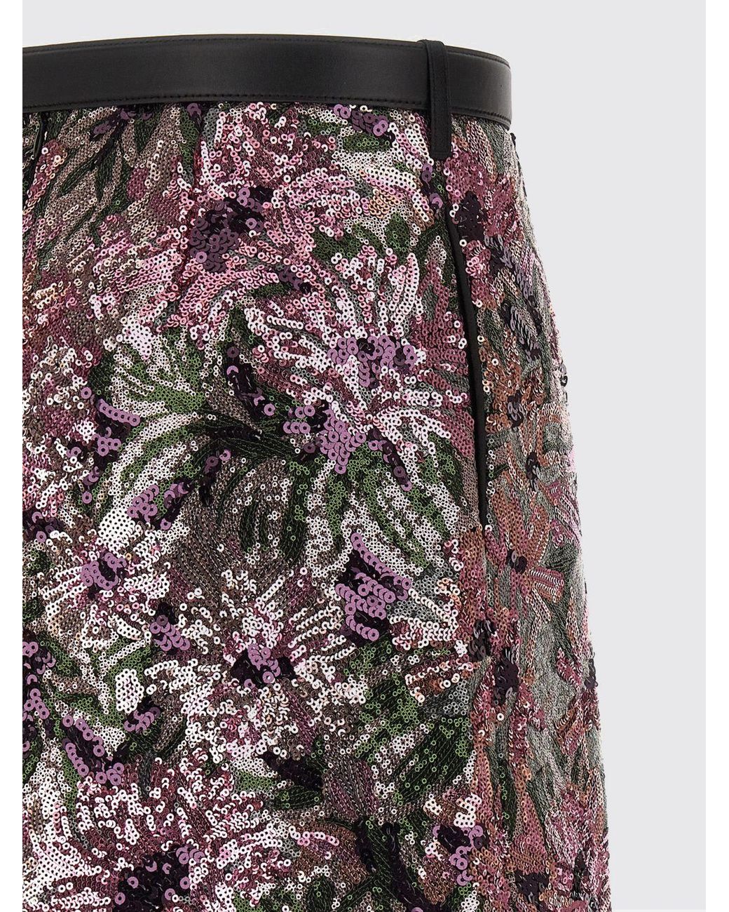 Self-Portrait Black Sequin Mini Skirt With Floral Motif