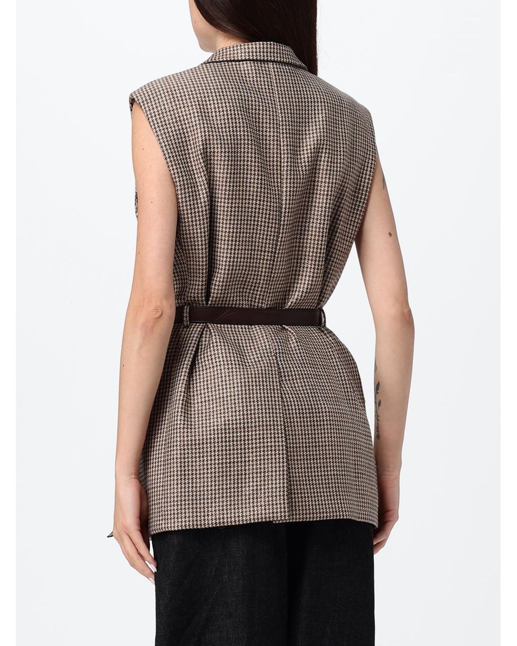 Brunello Cucinelli Gray Single-Breasted Houndstooth Virgin Wool Tailored Vest