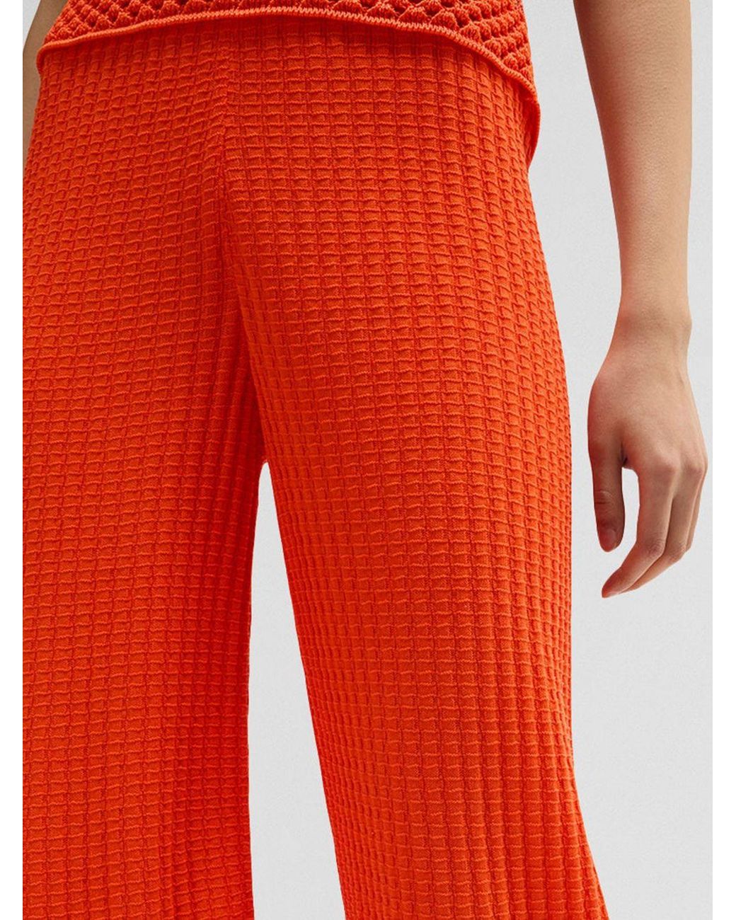 MACCAPANI Red Bouncy Palazzo Cotton Trousers